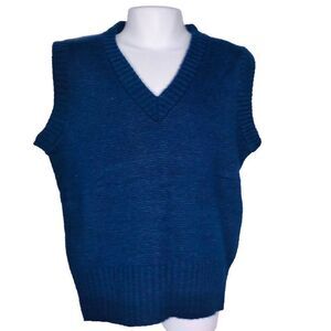Vintage 60s Pauker Sweater Vest Navy Blue Boys Size 10